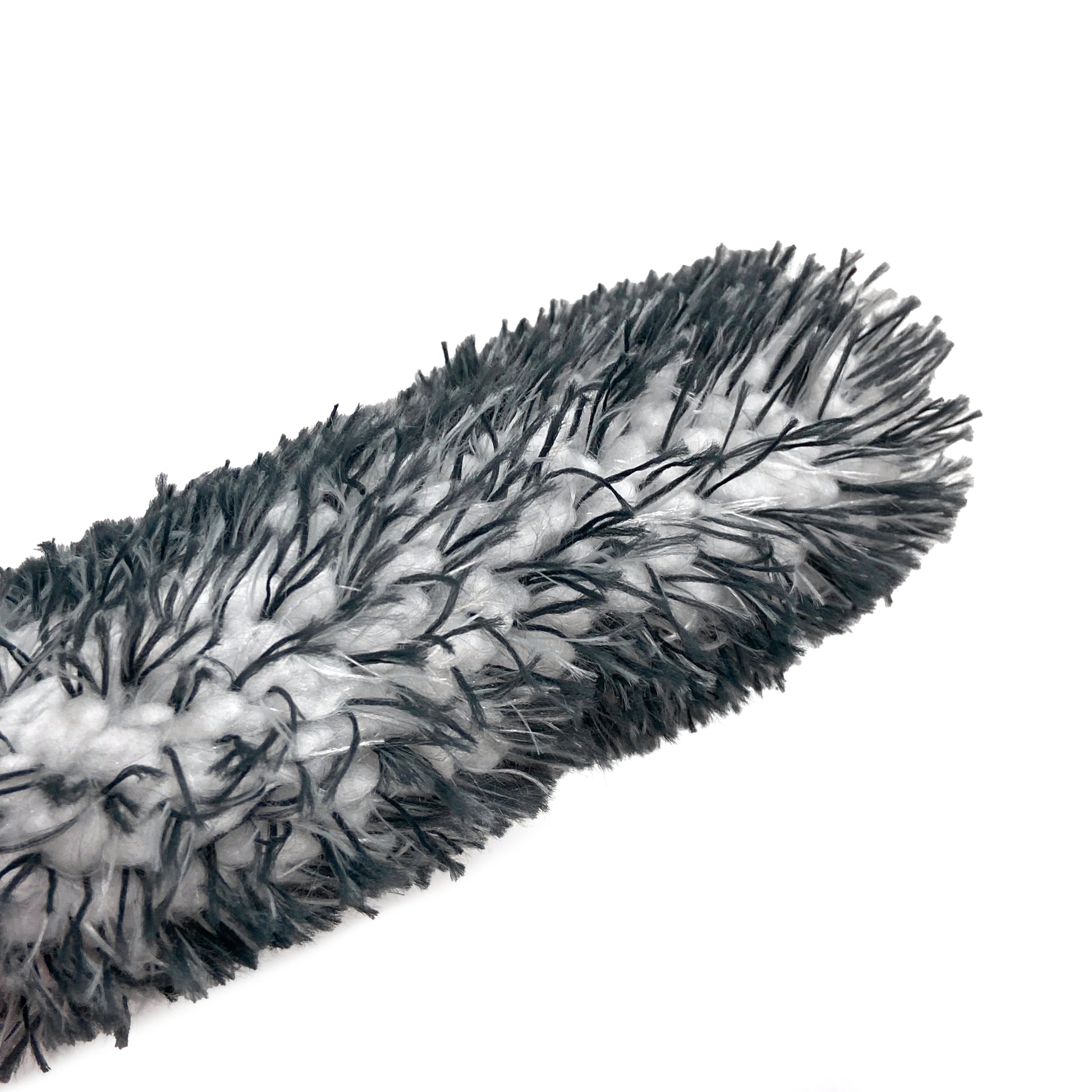 Close-up of the FibreKing Silver Label Korean Microfibre Wash Mitt in black, featuring thick, shaggy fibers for superior dirt-trapping, shown against a plain white background.