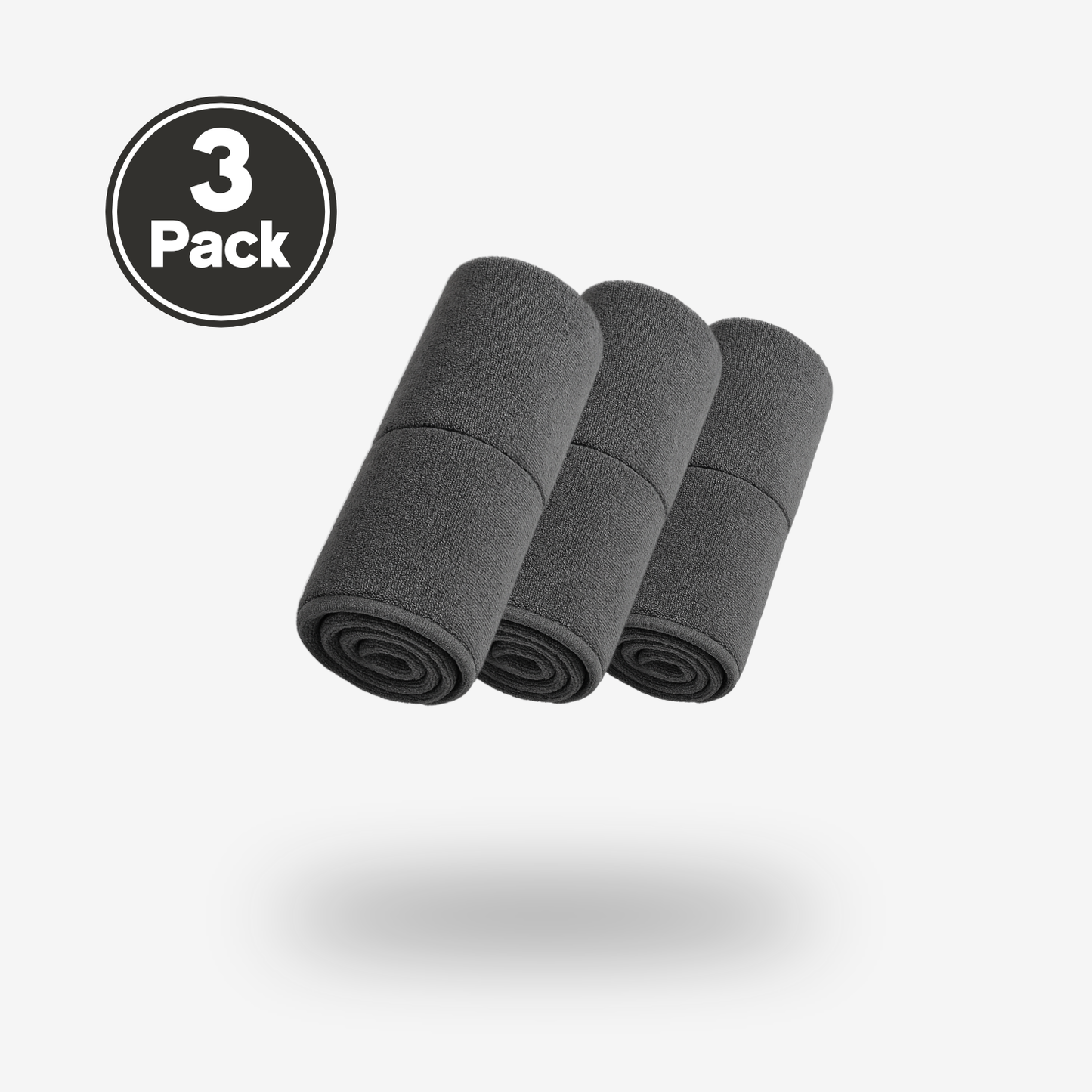 Three FibreKing Gold Label 900 GSM Korean Drying Towels (3 Pack), crafted from premium microfiber, are shown rolled side by side under a 3 Pack label—ideal for car care.