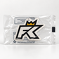 The FibreKing FK Air Freshener, featuring a black and white design with a prominent FK logo and a yellow crown, comes sealed in clear plastic packaging.
