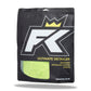 A black resealable bag labeled FibreKing Ultimate detailer cloth - 3 pack, containing three neon green coral fleece edgeless microfibre detailing cloths.