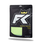 A black resealable pouch labeled FibreKing Waffle Weave Towels - 3 Pack, with a yellow microfiber detailing towel partially visible inside.