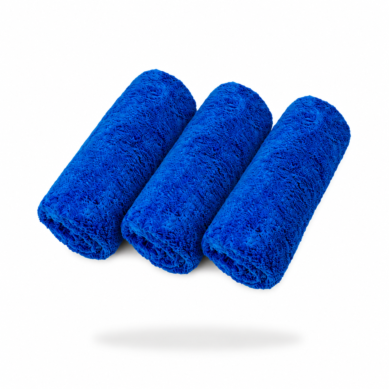 Three Ultimate detailer cloths by FibreKing, arranged side by side on a white background, showcase their soft microfibre texture. Available as a 3 pack.
