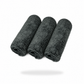 Three FibreKing Ultimate detailer cloths (3 pack) in dark gray microfibre are rolled side by side on a white background, with a soft shadow below.