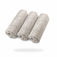 Three light gray FibreKing Ultimate detailer cloths (3 pack) are rolled and arranged side by side on a plain white background, resembling premium microfiber towels.