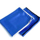 Three blue rectangular FibreKing Carbon Glass Cloths with black and white trim, neatly folded and stacked on a white background.