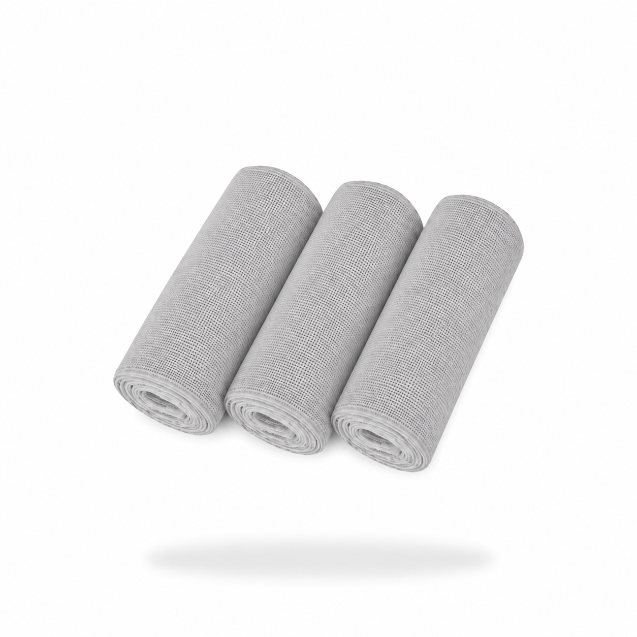 Three FibreKing Soft Edgeless Multi-Purpose Microfibre Cloths (3 Pack) are arranged side by side on a white background, showcasing their scratch-free cleaning performance.