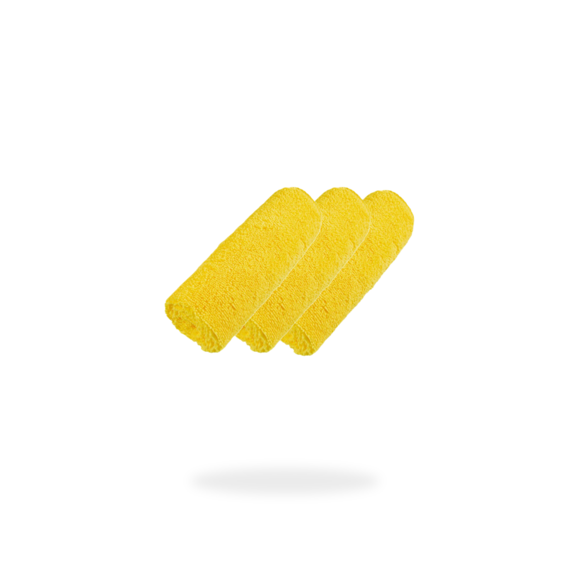 Three FibreKing Duplex edgeless cloths (3 pack) arranged in a row on a white background with a subtle shadow, highlighting the soft dual pile microfiber texture.