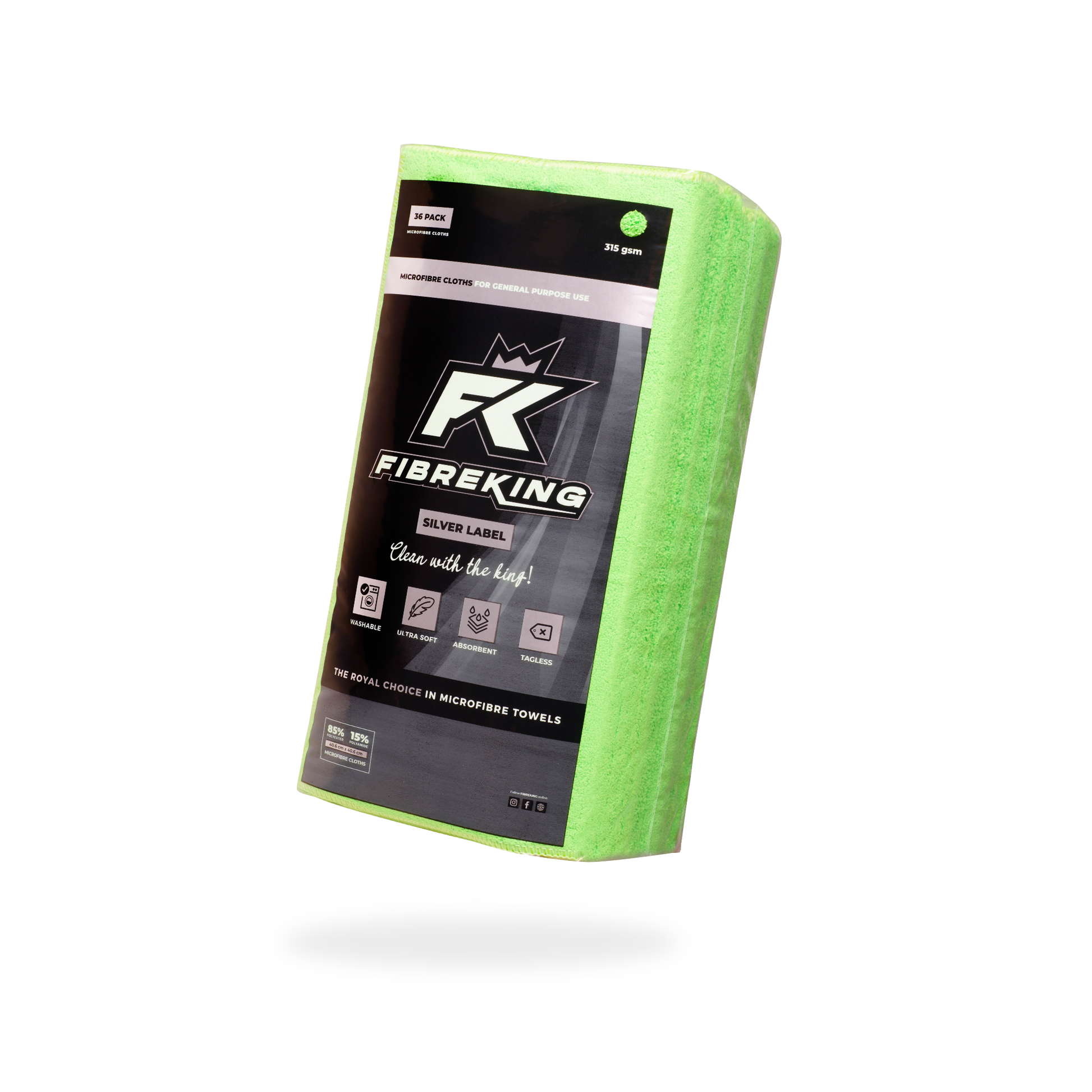 FibreKing Silver Label 315 GSM green microfibre cloths (36 pack) are perfect for car cleaning and scratch-free polishing.