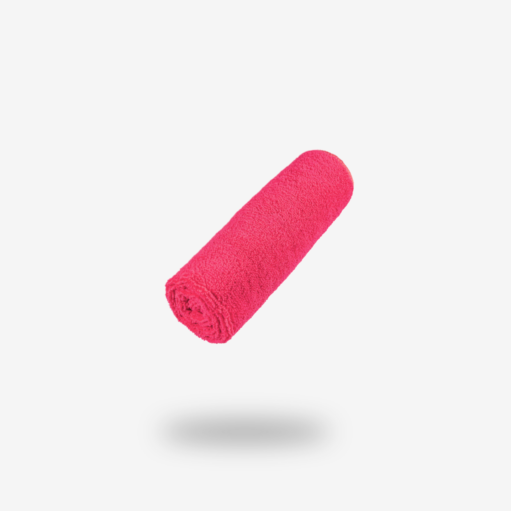 A pink Build Your Own Gold label Pack by FibreKing is shown rolled up and floating above a white background with a soft shadow beneath.