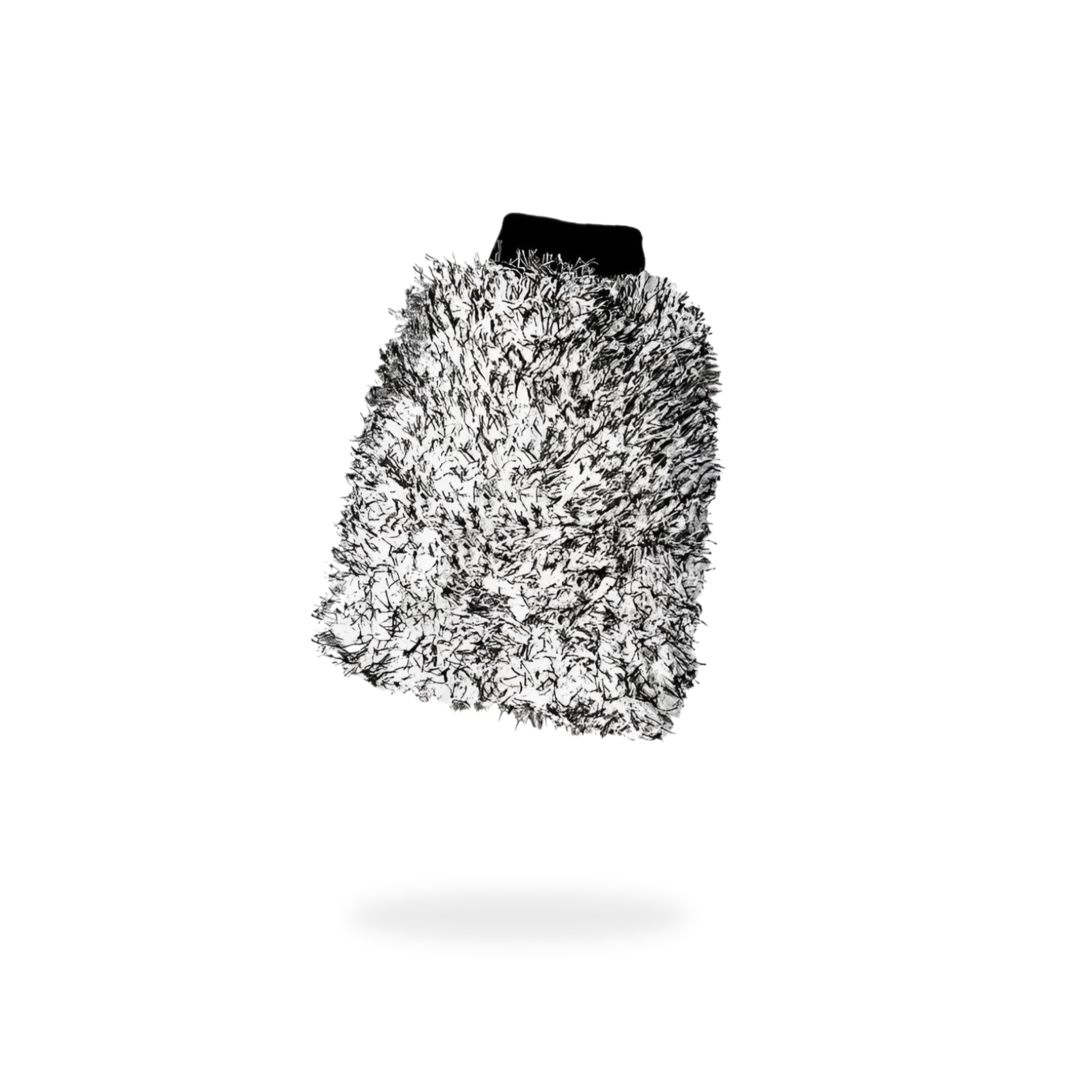 The FibreKing Car Cleaning Microfibre Starter Kit features a black and white textured fuzzy mitt with a black wristband, made from premium microfibre for car detailing, shown isolated on a white background.