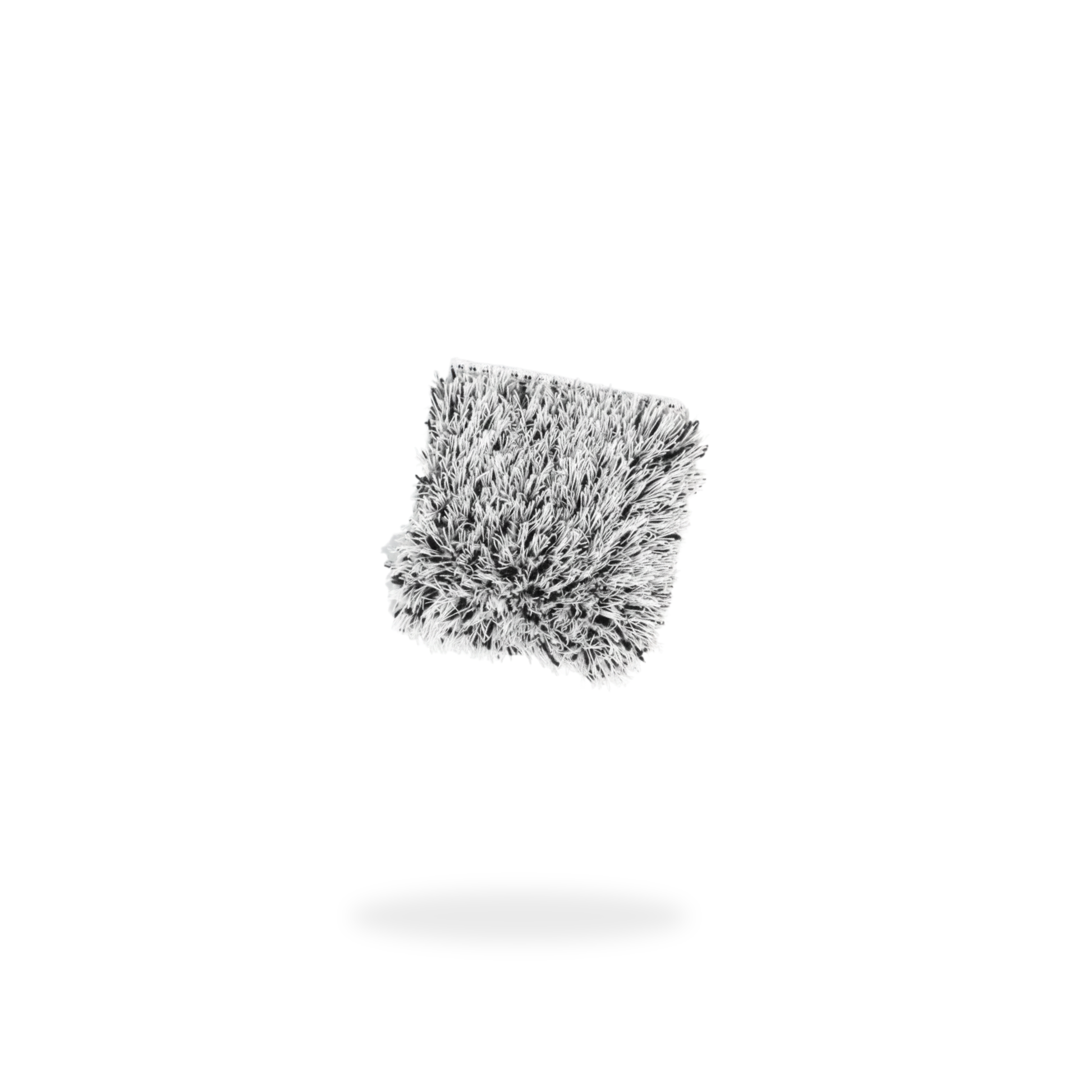A square gray and white textured Gold Label Korean Wheel Mitt by FibreKing, designed for brake dust removal, is shown isolated on a white background with a faint shadow.